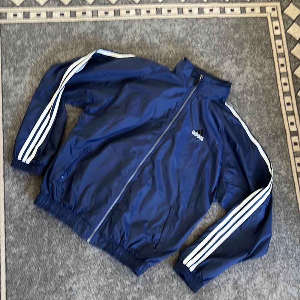 Vintage Adidas Full Zip 3 Stripes Windbreaker Track Jacket
